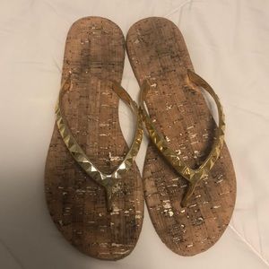 Lily Pulitzer Gold Flip Flops